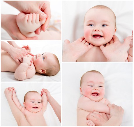 Adorable Baby massage collage